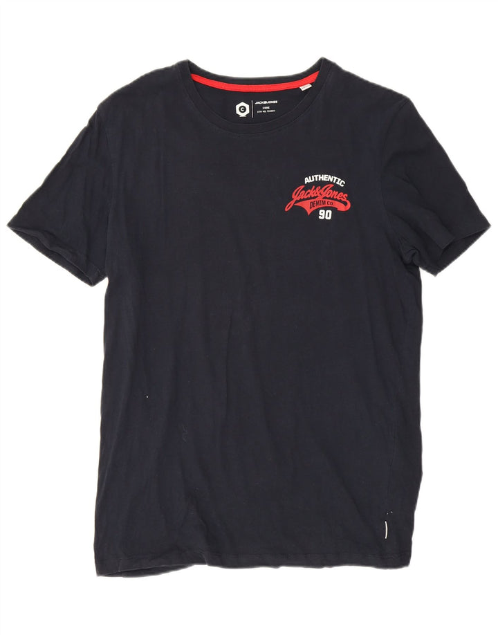 T-shirt grafica da uomo Jack & Jones Top in cotone blu navy medio