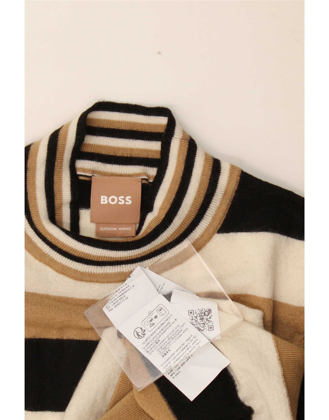 Maglione maglione da donna con collo alto Hugo Boss UK 10 piccolo multicolore