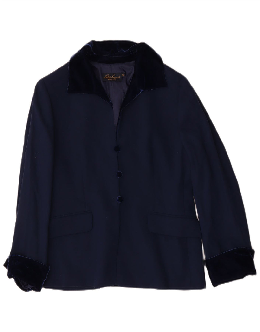 Giacca Blazer a 3 Bottoni da Donna Luisa Spagnoli IT 46 Large in Lana Blu Navy