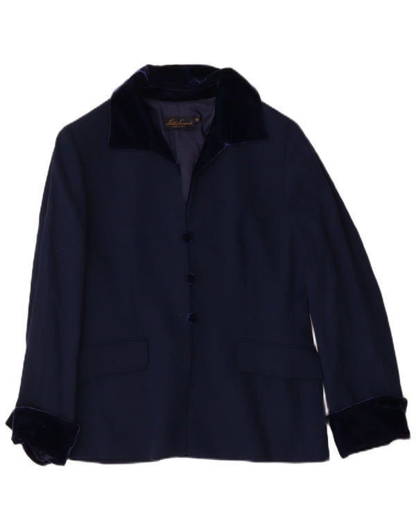 Giacca Blazer a 3 Bottoni da Donna Luisa Spagnoli IT 46 Large in Lana Blu Navy