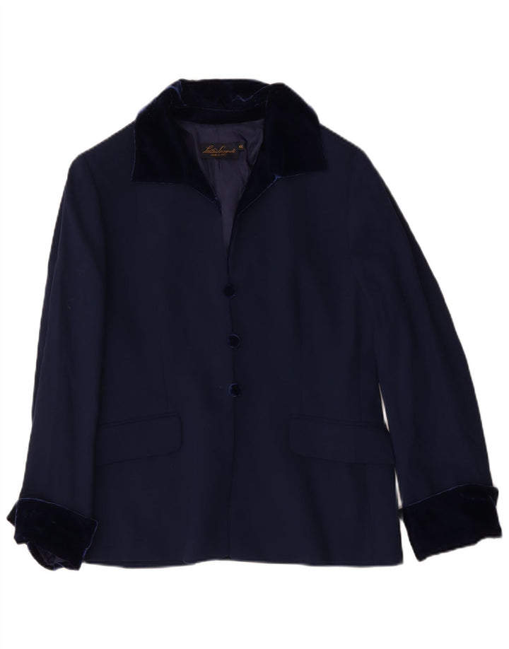 Giacca Blazer a 3 Bottoni da Donna Luisa Spagnoli IT 46 Large in Lana Blu Navy