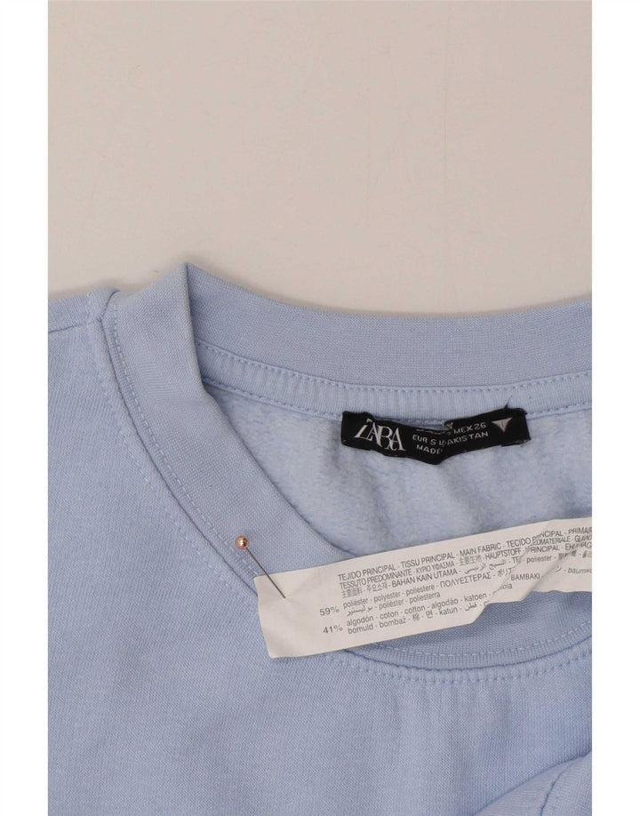 Felpa corta oversize da donna Zara, maglione, UK 10, piccola, blu, in poliestere