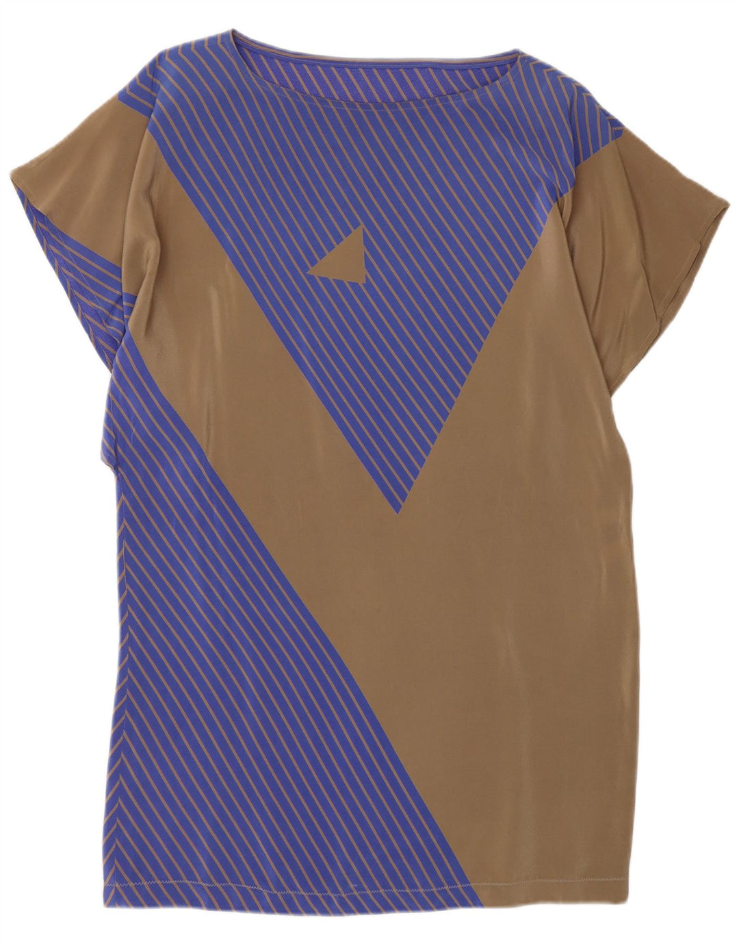 Abito chemisier vintage da donna IT 42 Seta color block marrone medio