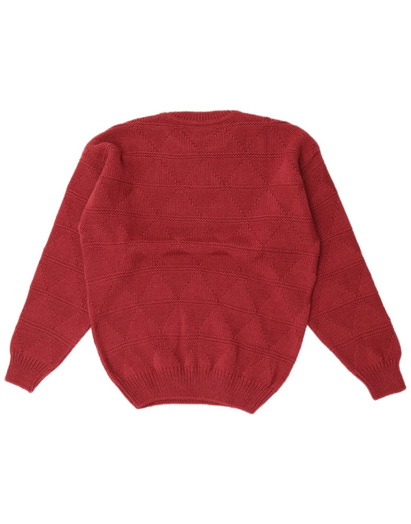 Maglione girocollo da uomo vintage IT 48/50 medio marrone a rombi/diamante