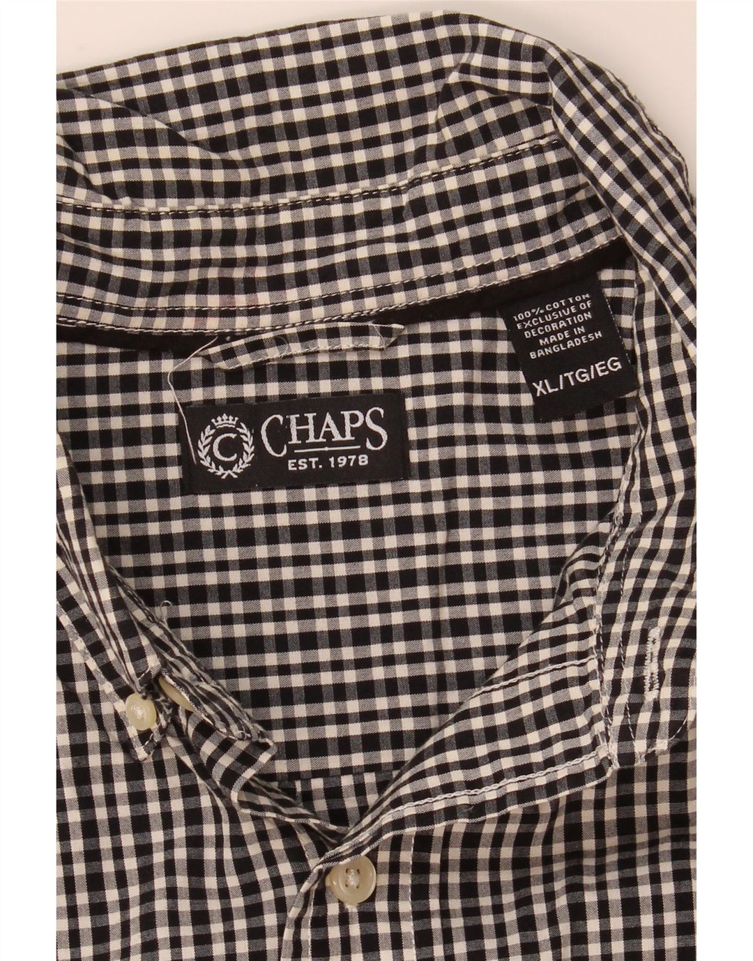 Camicia da uomo Chaps XL in cotone a quadretti nero