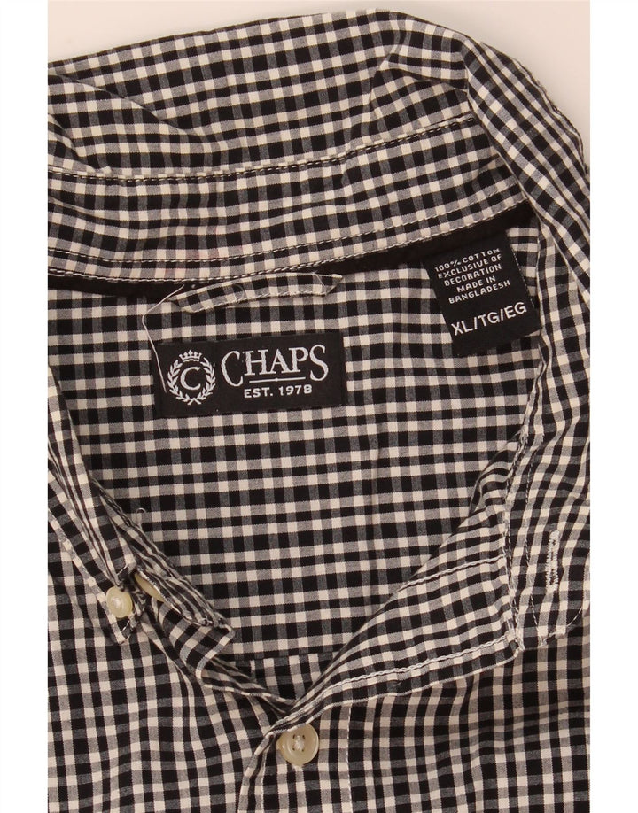 Camicia da uomo Chaps XL in cotone a quadretti nero