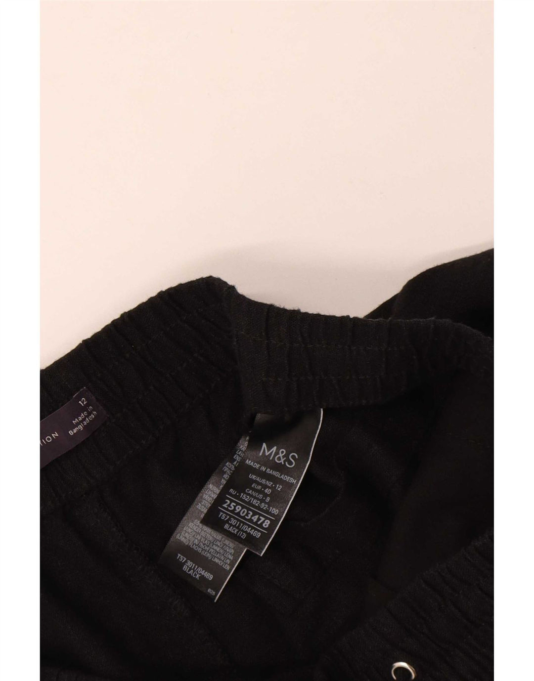 Pantaloncini chino da donna Marks & Spencer UK 12 medi W30 lino nero