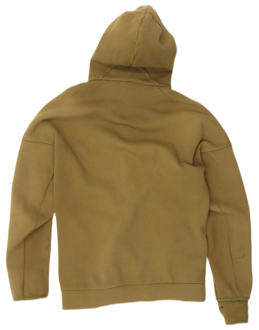 Felpa con cappuccio con zip grafica Adidas da uomo grande color kaki
