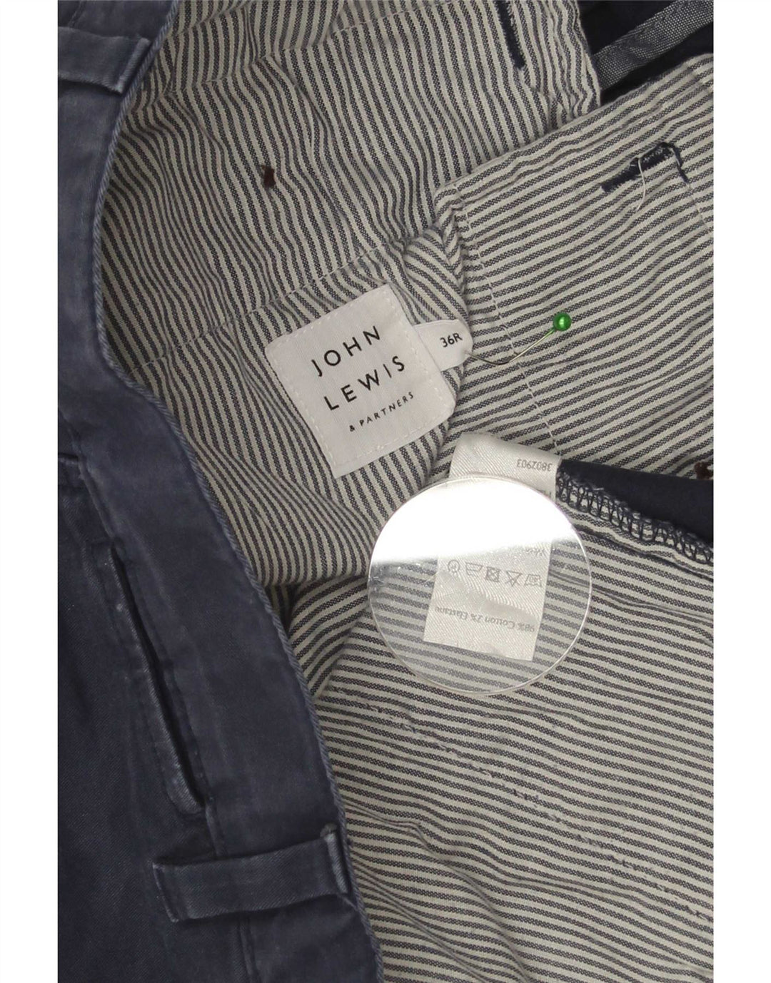 Pantaloncini chino regolari da uomo John Lewis W36 grandi in cotone blu navy