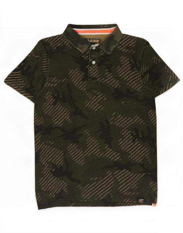 Polo grafica da uomo Superdry grande in cotone mimetico kaki