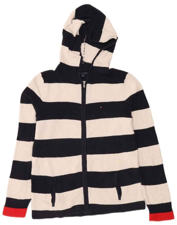 TOMMY HILFIGER Maglione cardigan da donna UK 16 Grandi righe blu navy
