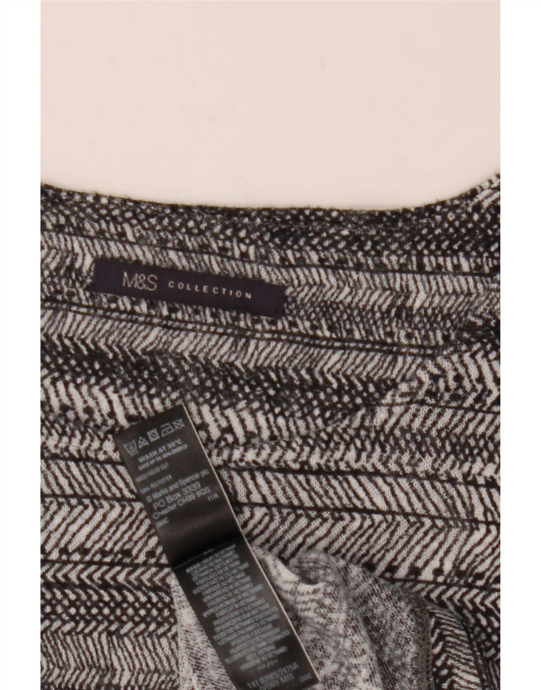 Marks & Spencer Top da donna manica 3/4 UK 8 piccolo a righe bianco sporco