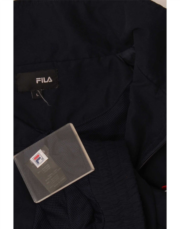 Giacca da ginnastica da uomo Fila, giacca grande, in poliestere a righe blu navy