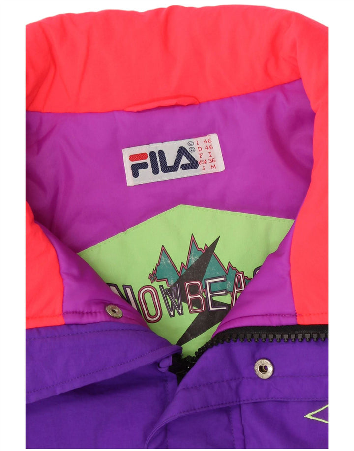 Giacca da sci da uomo Fila Loose Fit IT 46 Small Viola Colourblock in poliammide anni '90