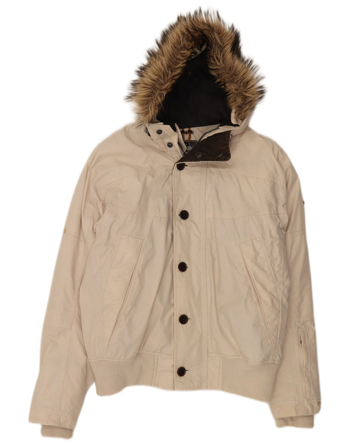 Giubbotto bomber con cappuccio da uomo Timberland UK 38 Cotone beige medio