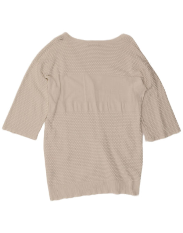 Diesel Maglione cardigan oversize con maniche a 3/4 da donna UK 10 piccolo bianco