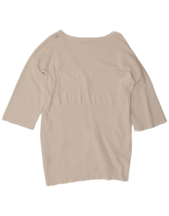 Diesel Maglione cardigan oversize con maniche a 3/4 da donna UK 10 piccolo bianco