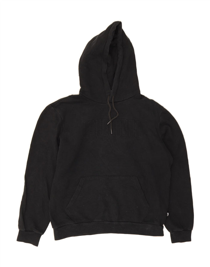 PUMA Mens Graphic Hoodie Jumper Medium Black Cotton Vintage Puma and Second-Hand Puma from Messina Hembry 