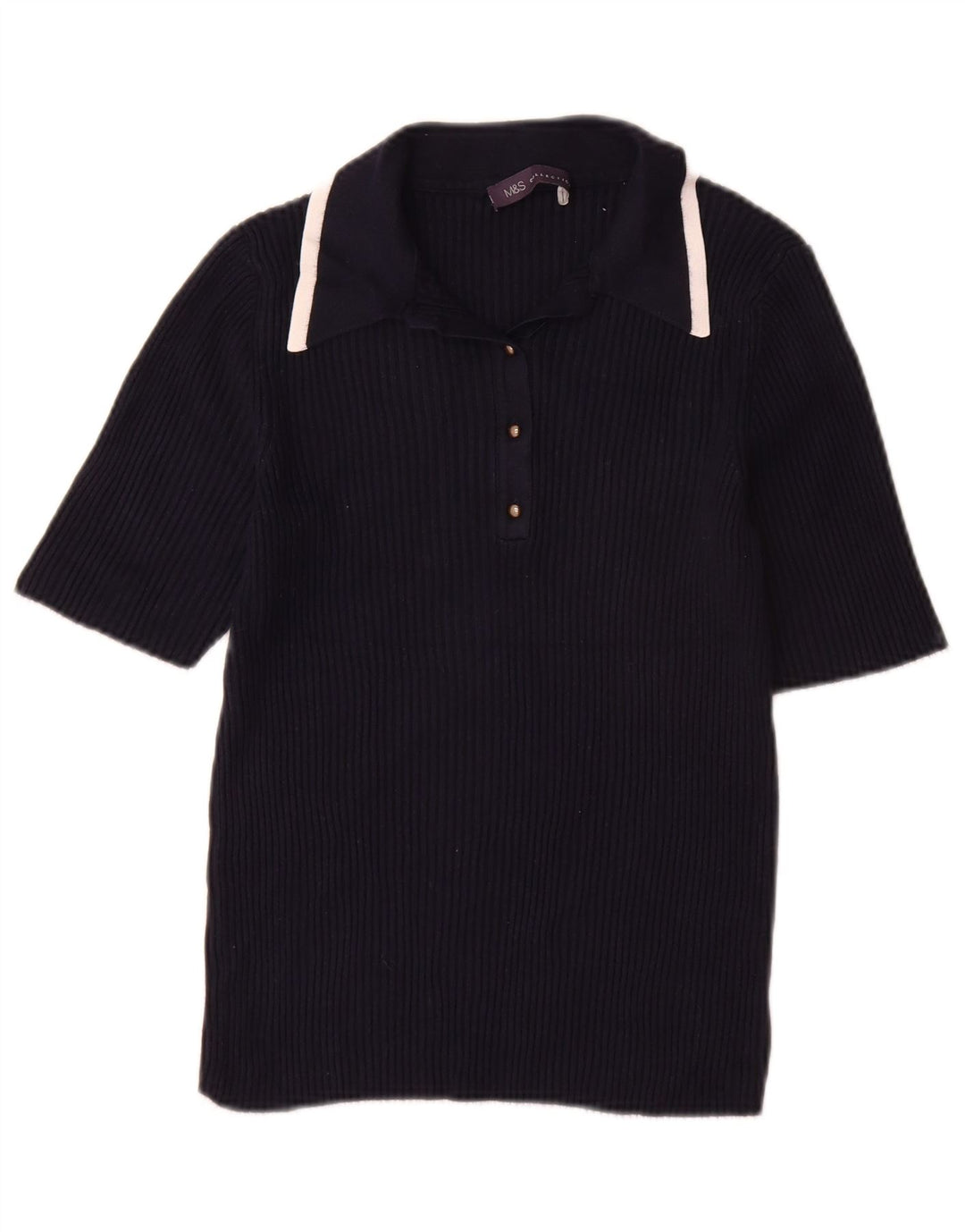 Maglione maglione collo alto da donna Marks & Spencer UK 14 blu navy medio