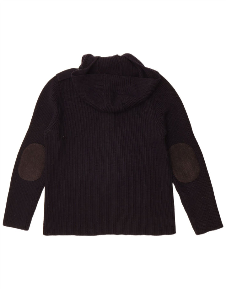 Maglione Trussardi Uomo con Cappuccio e Bottoni Collo in Lana Medio Blu Navy