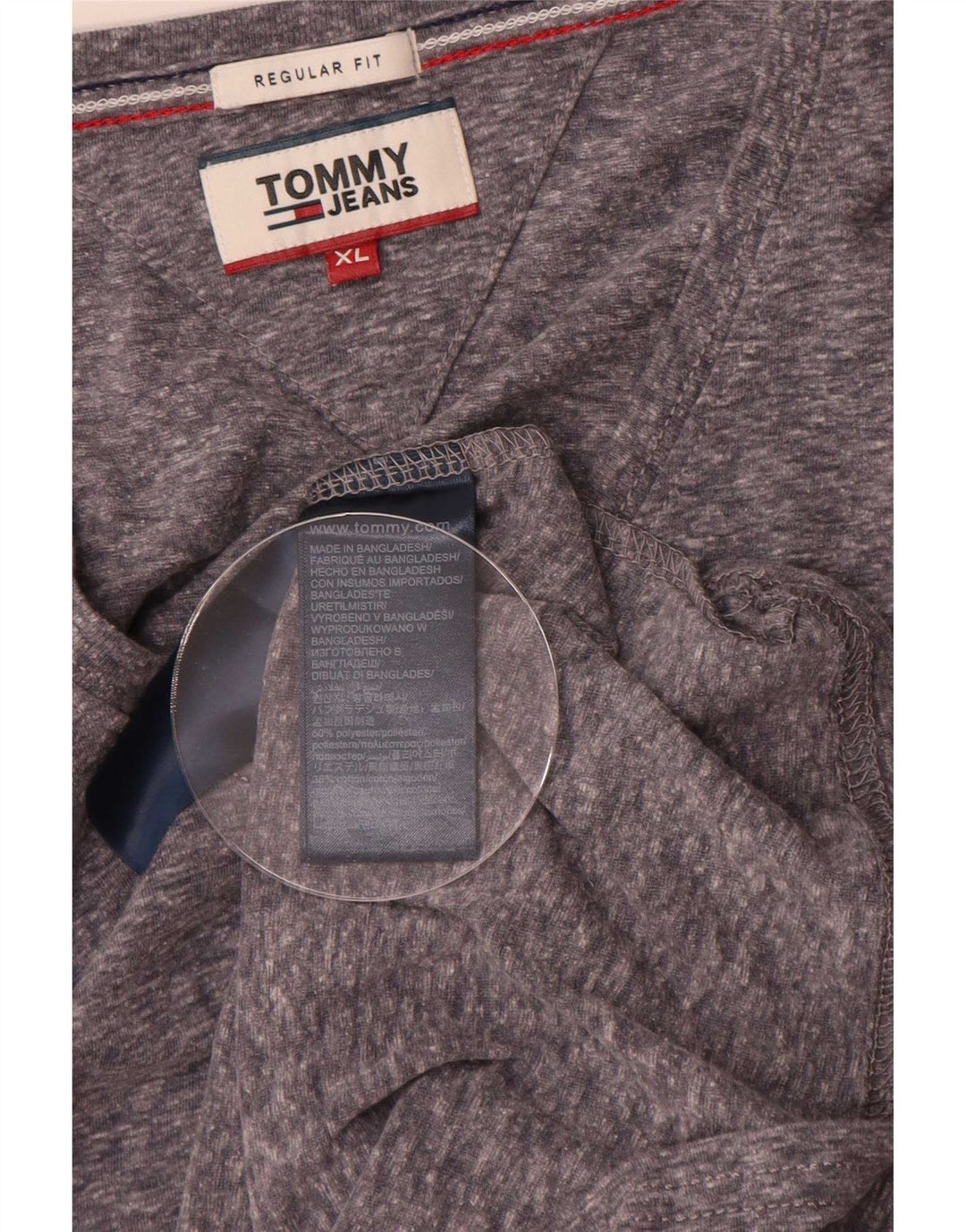 T-shirt da uomo vestibilità regolare Tommy Hilfiger Top XL poliestere chiazzato grigio