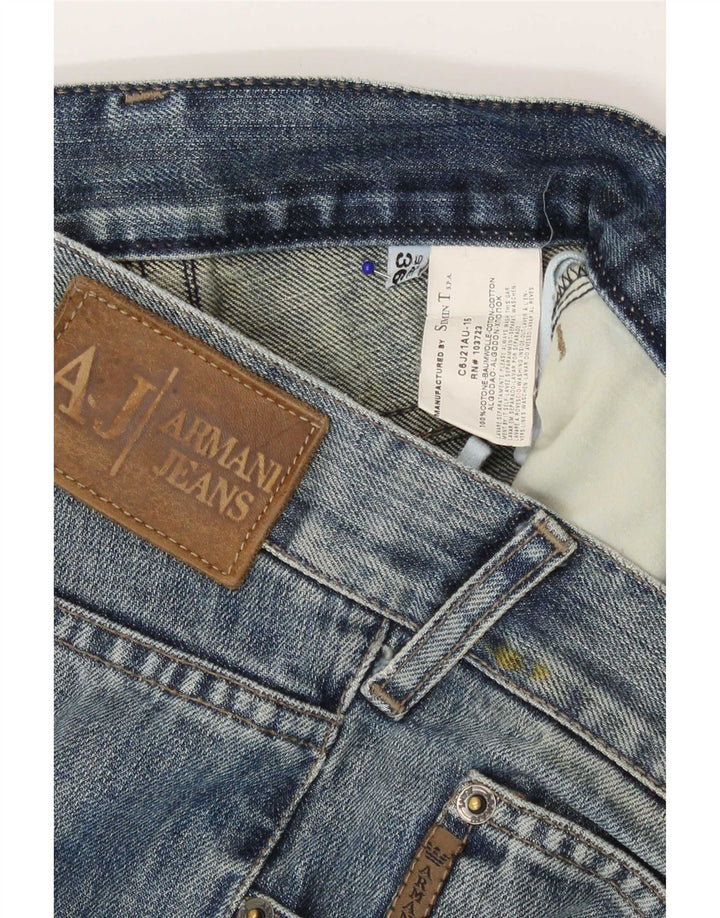 Jeans dritti invecchiati da uomo Armani W36 L30 in cotone blu