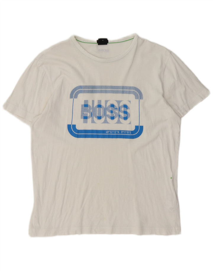 T-shirt grafica da uomo con vestibilità regolare Hugo Boss, cotone bianco medio