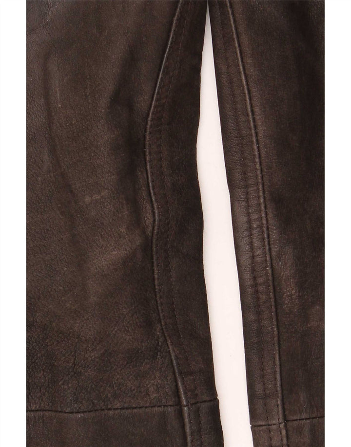 Pantaloni dritti in pelle vintage da uomo W34 L32 Marrone