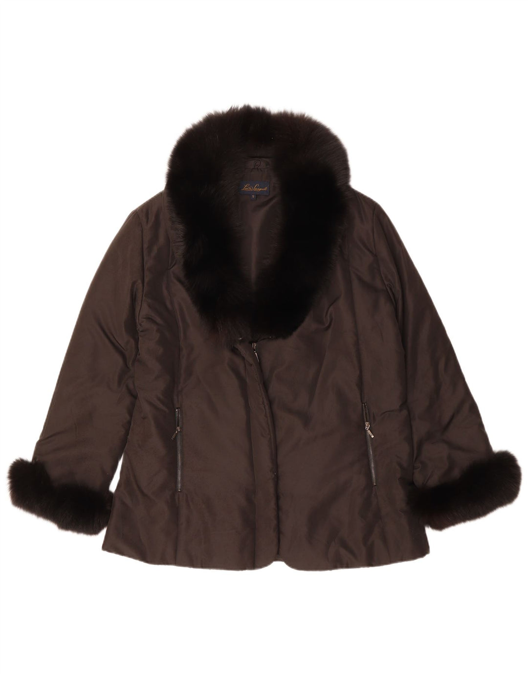 Luisa Spagnoli Giacca imbottita oversize da donna UK 10 Small Marrone Poliestere