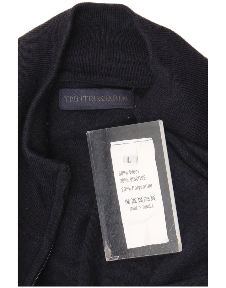 Maglione Cardigan Uomo Trussardi Large in Lana Blu Navy