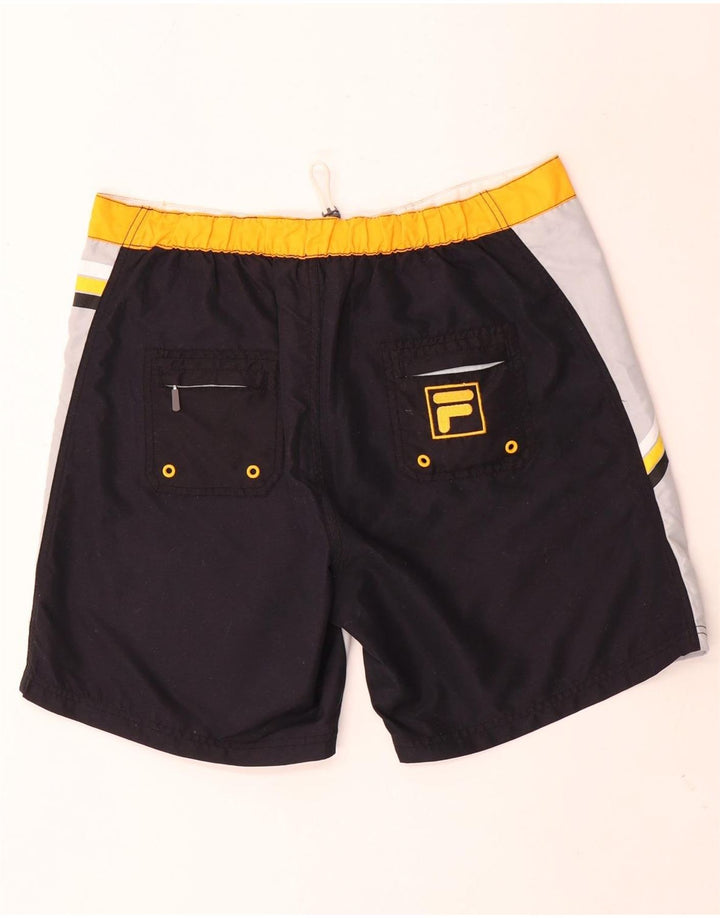 Pantaloncini da bagno grafici da uomo Fila Large in poliestere color block grigio