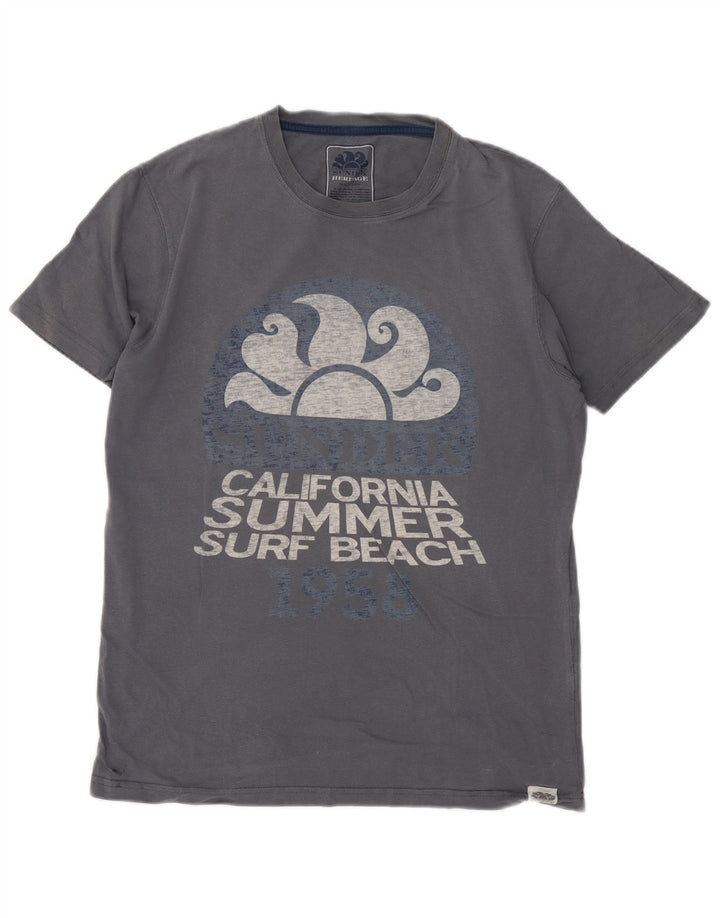 T-shirt grafica da uomo Sundek Heritage Top in cotone grigio medio