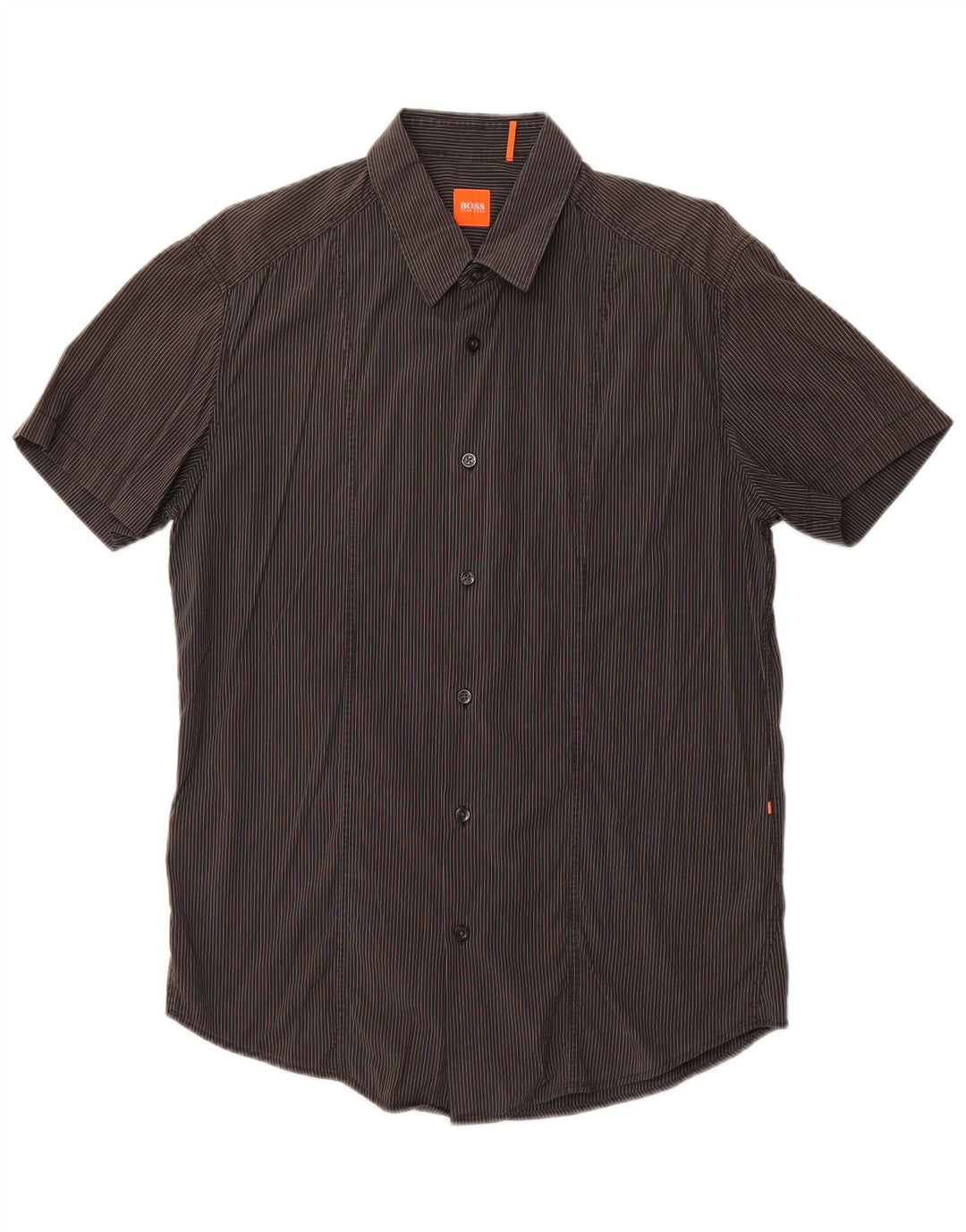 Camicia a maniche corte da uomo HUGO BOSS Large in cotone gessato grigio