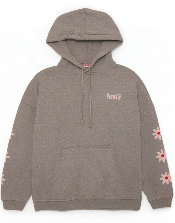 Maglione con cappuccio oversize da donna Levi's UK 14 Cotone floreale grigio medio