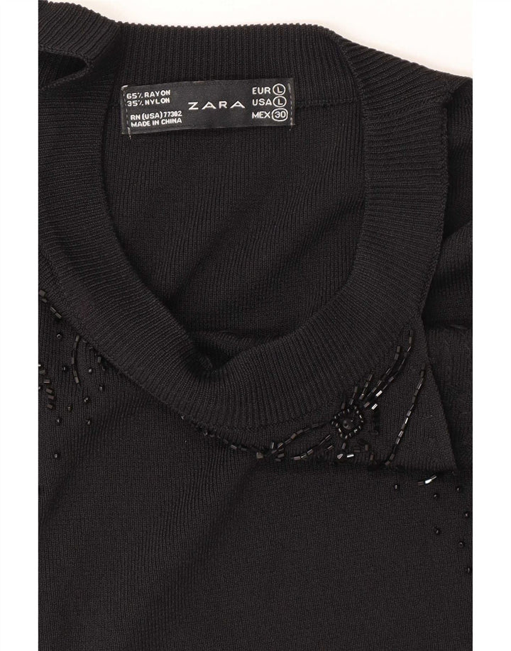 Camicetta senza maniche da donna Zara UK 14 Large Rayon nero