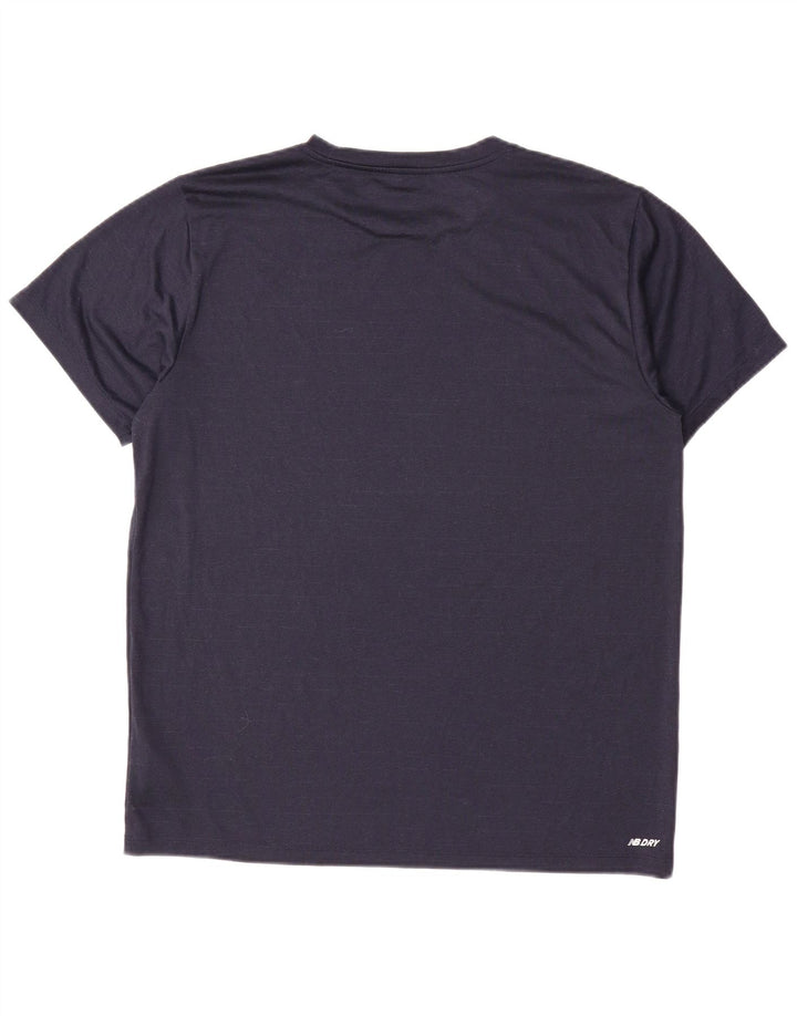 T-shirt da uomo New Balance Top grande poliestere gessato blu navy