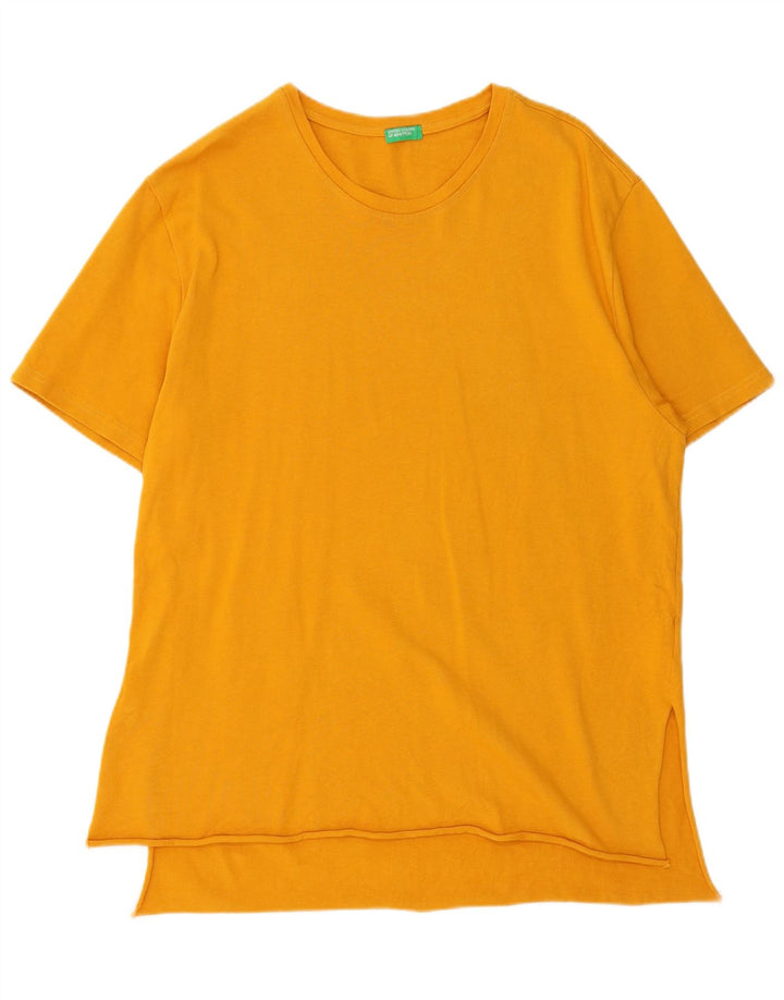 Top tunica da donna Benetton UK 14 cotone giallo medio