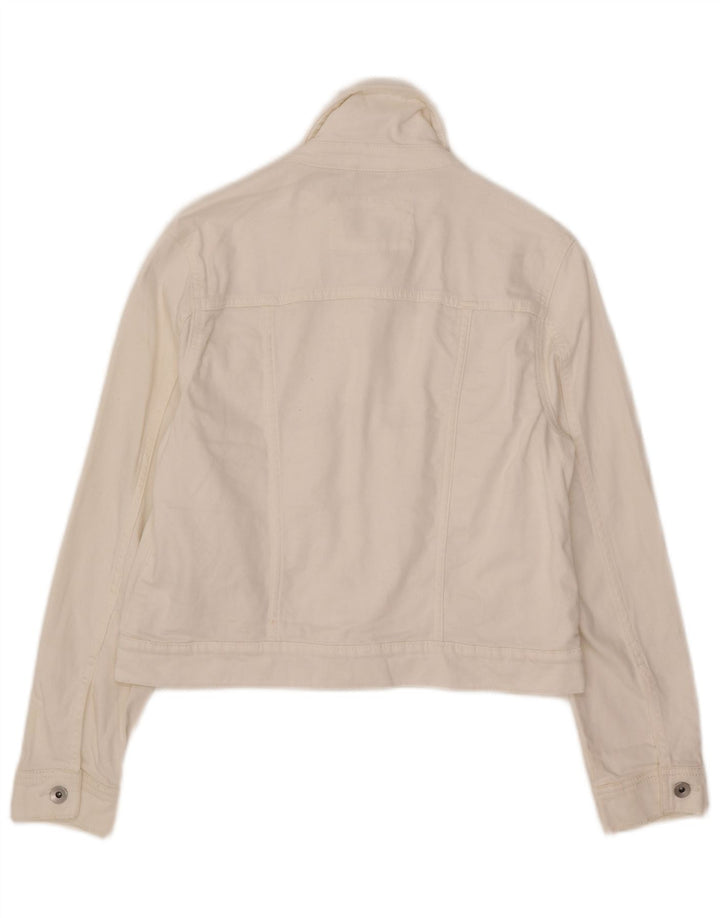 Giacca in denim corto da donna Marks & Spencer UK 12 cotone bianco medio