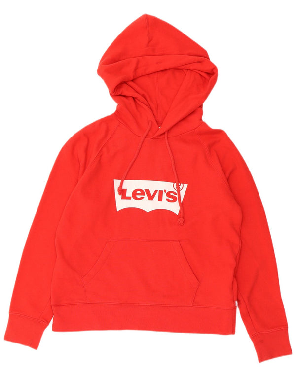 Maglione con cappuccio grafico da donna Levi's UK 10 piccolo cotone rosso