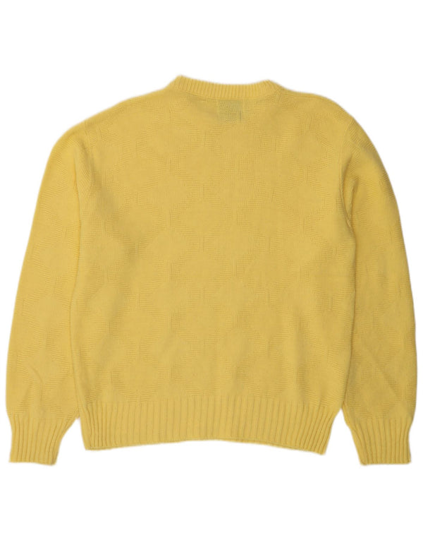 Maglione maglione girocollo da donna LONDON FOG UK 16 grande acrilico giallo
