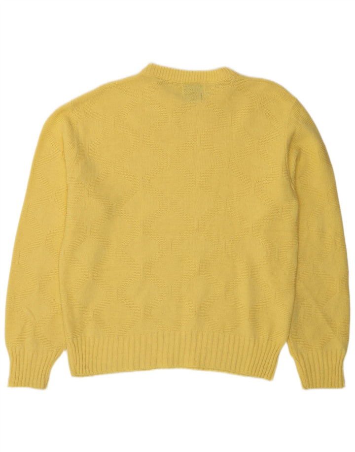 Maglione maglione girocollo da donna LONDON FOG UK 16 grande acrilico giallo