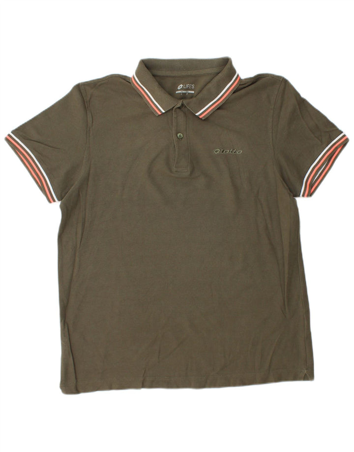 Polo da uomo Lotto Life in cotone kaki medio