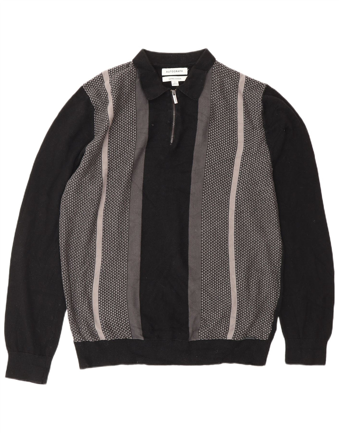 Marks & Spencer Maglione da uomo con collo a polo autografo grande nero