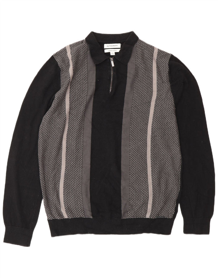 Marks & Spencer Maglione da uomo con collo a polo autografo grande nero