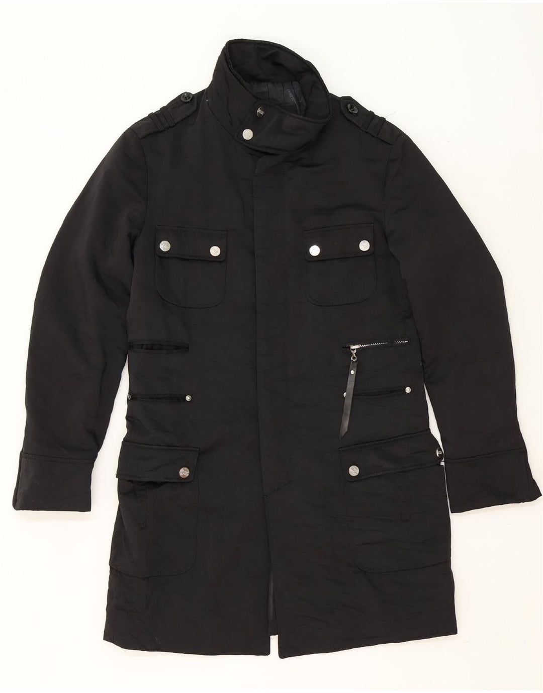 VINTAGE Womens Military Overcoat UK 14 Medium Black Vintage Vintage and Second-Hand Vintage from Messina Hembry 
