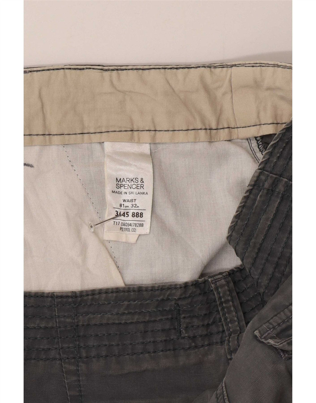 Pantaloncini cargo da uomo Marks & Spencer W32 cotone grigio medio