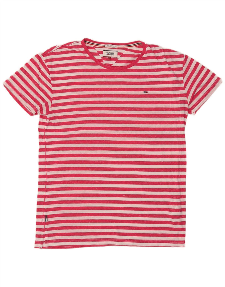 T-shirt da uomo Tommy Hilfiger Top in cotone a righe rosse medie