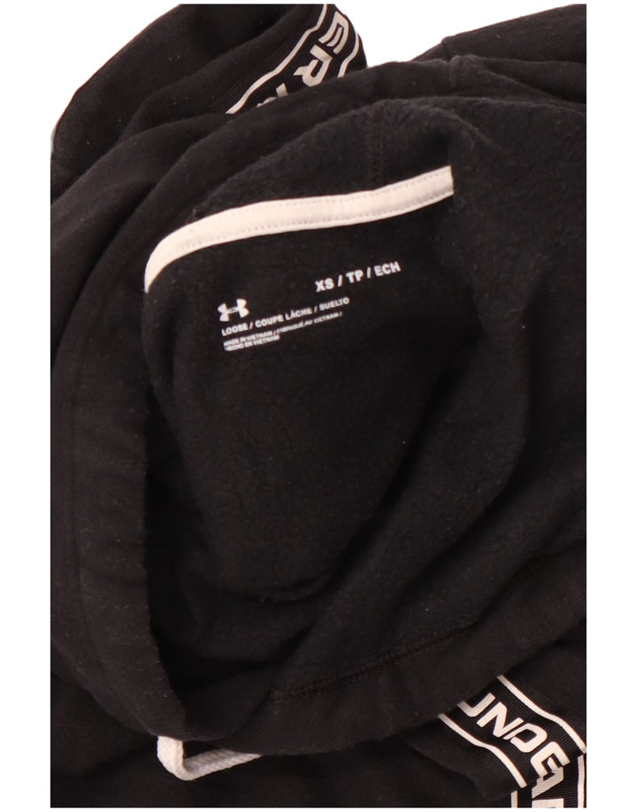 UNDER ARMOUR Maglione corto con cappuccio grafico oversize da donna UK 6 XS Nero