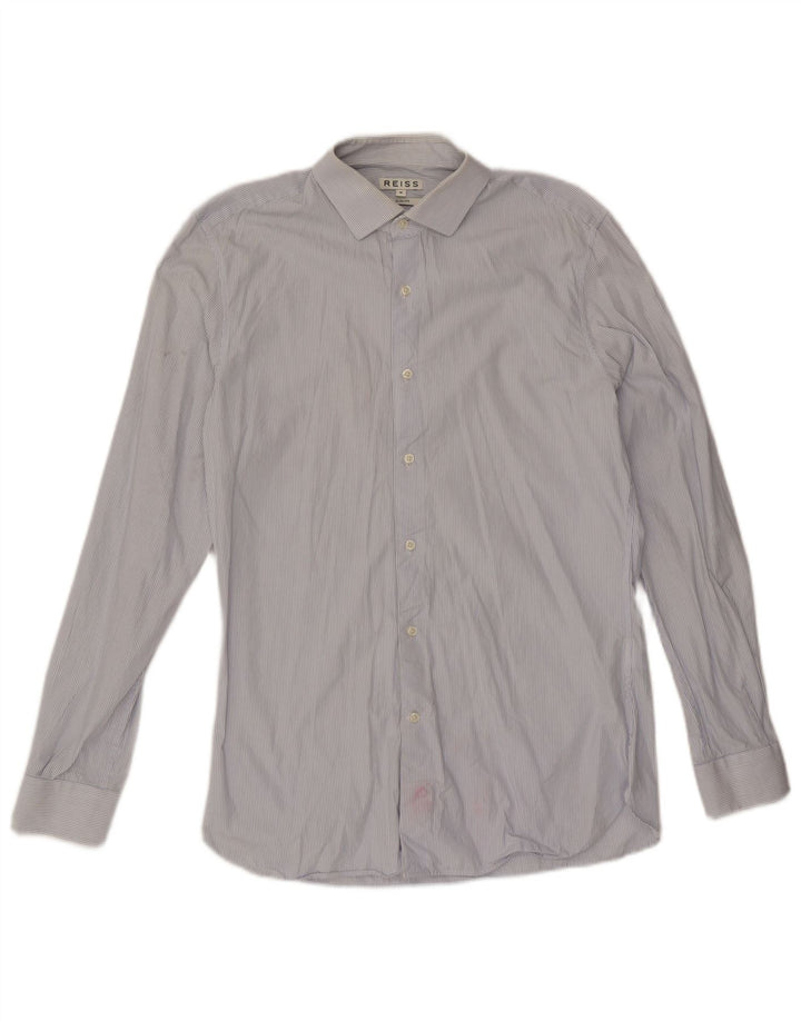 Camicia Reiss da uomo slim fit in cotone a righe blu medio