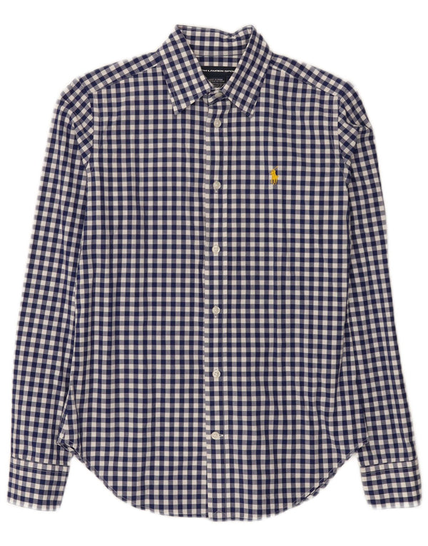 Camicia da donna Ralph Lauren US 6 cotone a quadretti blu medio